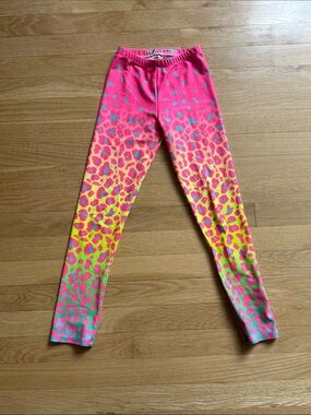 Goldsheep Girls Neon Pink & Multicolor Leopard Print Leggings